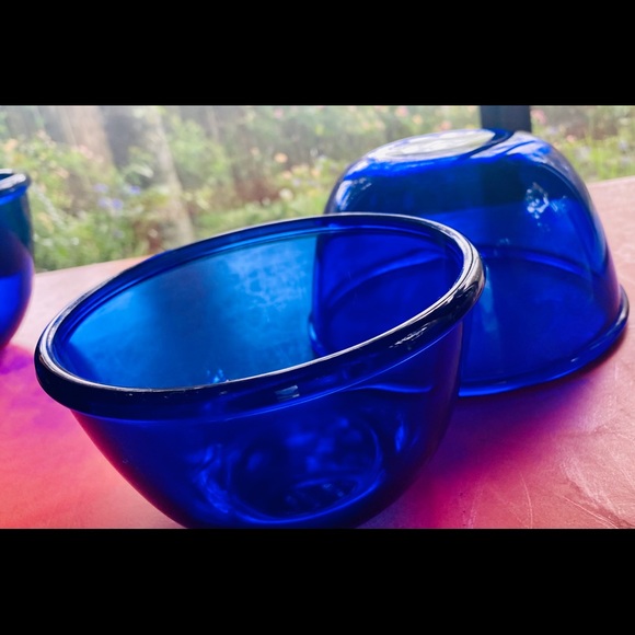 Vintage Kitchen Two Vintage Arcoroc France Cobalt Blue Glass Bowls Poshmark